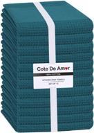 12-пачка кухонных полотенец cote de amor: 100% хлопок, впитывающие и прочные, чайные полотенца, тряпки для посуды, барные полотенца, уборочные полотенца - бирюзово-зеленые, 16x26 дюймов. логотип