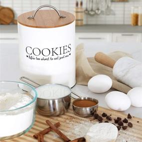 img 1 attached to 🍪 D'Lifeful Farmhouse Cookie Tin Jars: Stylish Kitchen Counter Storage with Airtight Bamboo Seal Lid for Baking Supplies