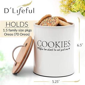 img 3 attached to 🍪 D'Lifeful Farmhouse Cookie Tin Jars: Stylish Kitchen Counter Storage with Airtight Bamboo Seal Lid for Baking Supplies