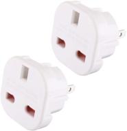 🔌 2-pack usa visitor adapter plug - converts type g plugs: uk, singapore, malaysia, uae, ireland, malta, hong kong, dominica, qatar, saudi, cambodia, oman, gambia, nigeria, usb, cyprus, etc - mg ltd logo