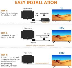 img 1 attached to 📺 Внутренняя цифровая телевизионная антенна на 200 миль с усилителем сигнала - долго действующая антенна для HDTV 4K 1080P UHF VHF местных бесплатных каналов, включая коаксиальный кабель