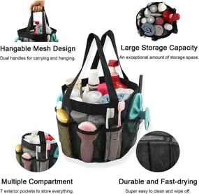 img 3 attached to 🛁 Large Portable Hanging Bath Shower Tote Bag Organizer for College Dorm Room, Bathroom Toiletry, Gym, Travel, Beach, Swimming, Camping - BEAUTAIL Mesh Shower Caddy Basket with 8 Pockets (Black)
