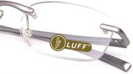 luff rimless reading glasses: ultra lightweight metal frame 👓 readers for men and women, 1.5x magnification with spring hinge logo