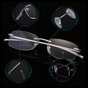 img 1 attached to LUFF Rimless Reading Glasses: Ultra Lightweight Metal Frame 👓 Readers for Men and Women, 1.5X Magnification with Spring Hinge