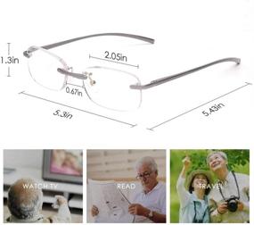 img 2 attached to LUFF Rimless Reading Glasses: Ultra Lightweight Metal Frame 👓 Readers for Men and Women, 1.5X Magnification with Spring Hinge