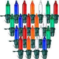 🎄 60 piece wire christmas light set xmas decorations (green and multi color) - multi replacement bulbs логотип