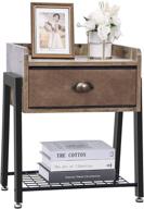 🛏️ versatile rustic wood nightstand with drawers and mesh shelf - perfect storage solution for small spaces logo