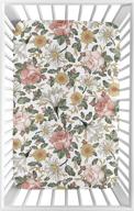 🌸 sweet jojo designs vintage floral boho fitted mini crib sheet - blush pink, yellow, green & white shabby chic rose flower farmhouse: ideal for baby nursery, portable crib, or pack and play! logo