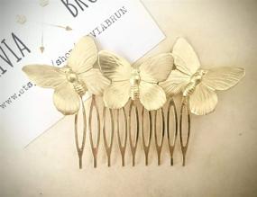 img 2 attached to 🦋 Exquisite CanB Butterfly Hair Comb: Elegant Gold Vintage Hair Clip and Wedding Headpiece Jewelry for Brides