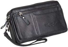 img 3 attached to 👜 Hebetag Men's Leather Clutch Purse Wallet: Stylish Organizer Holder and Wrist Bag