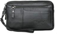 👜 hebetag men's leather clutch purse wallet: stylish organizer holder and wrist bag logo