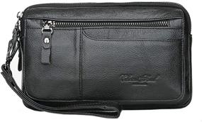 img 4 attached to 👜 Hebetag Men's Leather Clutch Purse Wallet: Stylish Organizer Holder and Wrist Bag