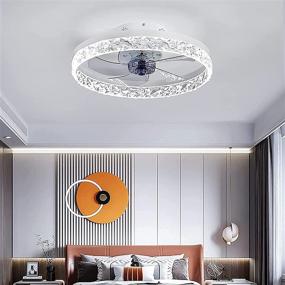 img 3 attached to Bladeless Ceiling Fan Light with Remote Control, Dimmable 3 Color 3 Speeds Timing, Modern Indoor Flush Mount Low Profile Fan for Kids Room Bedroom Living Room