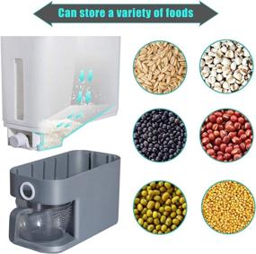 img 3 attached to Gray Rice Storage Container: Large Cereal Dry Food Box with Measurable 🍚 Cylinder, Automatic Dispenser & Lid – Household Grain Storage Bin with Measuring Cup