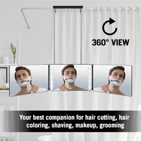 img 1 attached to 💇 Revolutionary 3 Way Mirror for Hair Cutting - New 360° Self Haircut Mirror with Lights and Adjustable Height Hooks - Perfect for Men's Hairstyling, Shaving, and Trimming - Rechargeable and User-Friendly