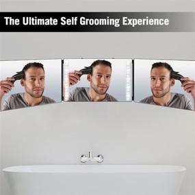 img 2 attached to 💇 Revolutionary 3 Way Mirror for Hair Cutting - New 360° Self Haircut Mirror with Lights and Adjustable Height Hooks - Perfect for Men's Hairstyling, Shaving, and Trimming - Rechargeable and User-Friendly