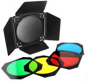 img 4 attached to 🔦 Godox BD-04 Barn Door Barndoor with Honeycomb Grid and Color Gel Filters for 7" Standard Reflector: Enhance Your Lighting Control!