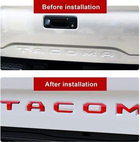 img 2 attached to 🌮 Усили свой стиль и безопасность Taco с помощью букв на задней двери Okrex Tacoma - наклейки на эмблему заднего номера с рельефным 3D-эффектом в красном цвете: совместимы с Tacoma 2016-2021.