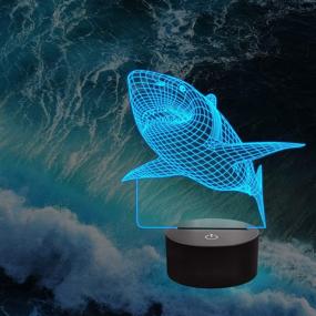 img 1 attached to 🦈 Lampeez 3D Shark Night Light Table Desk LED Lamp with Remote Control, 16 Colors Room Decor for Home, Xmas & Birthday Gifts for Shark Lover Children