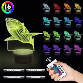 img 2 attached to 🦈 Lampeez 3D Shark Night Light Table Desk LED Lamp with Remote Control, 16 Colors Room Decor for Home, Xmas & Birthday Gifts for Shark Lover Children