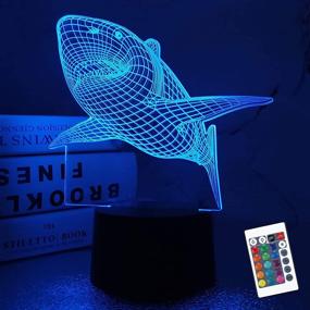 img 4 attached to 🦈 Lampeez 3D Shark Night Light Table Desk LED Lamp with Remote Control, 16 Colors Room Decor for Home, Xmas & Birthday Gifts for Shark Lover Children