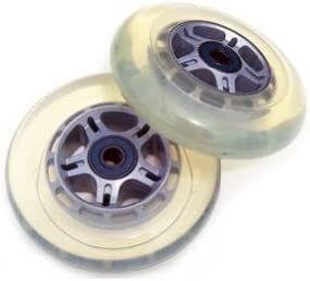 img 1 attached to 🛴 Enhance Your Scooter's Performance with 2 Clear Replacement Wheels - ABEC7 Bearings, 100mm