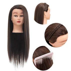 img 3 attached to Cosmetology Mannequin 26 28Inches Training Synthetic Hair Care