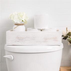 img 2 attached to 🚽 Mkono White Wood Toilet Paper Holder Box with Mason Jar: Funny Farmhouse Bathroom Decor and Paper Storage Basket