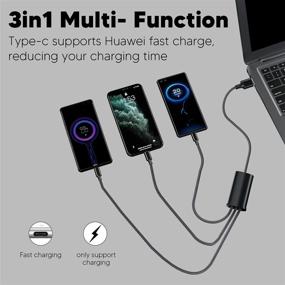 img 3 attached to 🔌 Convenient Multi Charging Cable - 3Pack 4FT 5A Fast Multiple Charger Cord for Cell Phones - Universal USB Cable with Type C/Micro USB Connectors (Black)