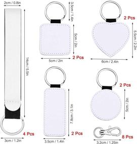 img 3 attached to 🔑 20-Pack Hysagtek Sublimation Blanks Glitter Leather Keychains with Wristlet Lanyard for Heat Transfer