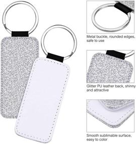 img 2 attached to 🔑 20-Pack Hysagtek Sublimation Blanks Glitter Leather Keychains with Wristlet Lanyard for Heat Transfer