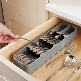 img 2 attached to Compact Kitchen Drawer Organizer for Cutlery - Narrow Utensil Divider Tray, Small Silverware Holder for Spoon Fork Flatware Storage - One-size (Cutlery Organizer)