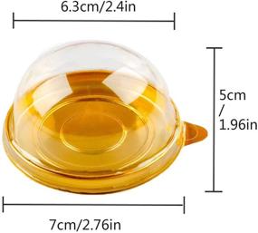 img 2 attached to 🎁 100 Clear Plastic Mini Cupcake Box - Round Cupcake Mooncake Dessert Container Box for Weddings, Birthdays, and Other Holiday Parties - Cookies, Muffins, Dome Box - Gift Box (Gold)