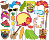 🌺 hawaiian luau photo booth props kit - 20 pack party camera props fully assembled | birthday galore logo