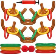 🎅 sofeavo 2 pack inflatable reindeer antler ring toss game with 2 antlers and 16 rings - perfect for xmas party and christmas celebration логотип