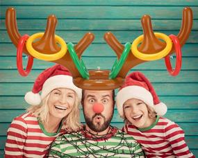 img 1 attached to 🎅 Sofeavo 2 Pack Inflatable Reindeer Antler Ring Toss Game with 2 Antlers and 16 Rings - Perfect for Xmas Party and Christmas Celebration