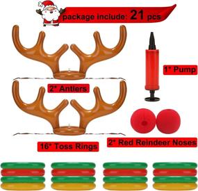 img 3 attached to 🎅 Sofeavo 2 Pack Inflatable Reindeer Antler Ring Toss Game with 2 Antlers and 16 Rings - Perfect for Xmas Party and Christmas Celebration