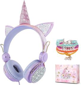 img 4 attached to Enhance Your Princess' Listening Experience with Lalacosy Unicorn Wired Headphones - Perfect Birthday Gift for Kids, Teens, Children - Over Ear Headset with Mic, HD Sound for School, Travel, and Kids Tablet (Purple)