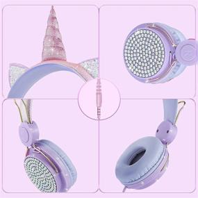 img 3 attached to Enhance Your Princess' Listening Experience with Lalacosy Unicorn Wired Headphones - Perfect Birthday Gift for Kids, Teens, Children - Over Ear Headset with Mic, HD Sound for School, Travel, and Kids Tablet (Purple)