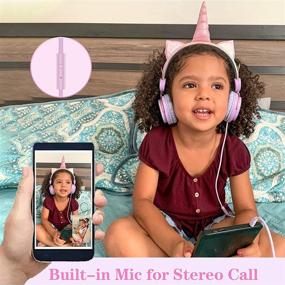 img 1 attached to Enhance Your Princess' Listening Experience with Lalacosy Unicorn Wired Headphones - Perfect Birthday Gift for Kids, Teens, Children - Over Ear Headset with Mic, HD Sound for School, Travel, and Kids Tablet (Purple)