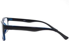 img 2 attached to 💙 Stylish Black/Blue Rectangular Reading Glasses with Blue Light Protection - Visual Plus Computer, Gaming, TV Glasses for Men and Women (1.75 Strength)