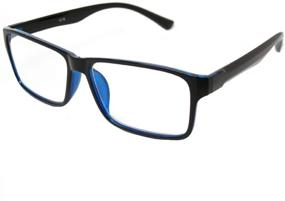 img 3 attached to 💙 Stylish Black/Blue Rectangular Reading Glasses with Blue Light Protection - Visual Plus Computer, Gaming, TV Glasses for Men and Women (1.75 Strength)