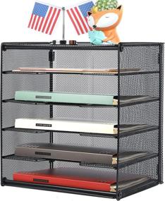 img 4 attached to 🗄️ Veesun Paper Letter Tray Organizer: 5 Tier Mesh Desk File Sorter & Black Desktop Organizer