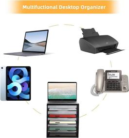 img 1 attached to 🗄️ Veesun Paper Letter Tray Organizer: 5 Tier Mesh Desk File Sorter & Black Desktop Organizer