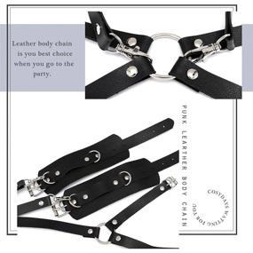 img 3 attached to 🔗 Punk Leather Waist Chain Belt - Black Harness Body Chain, Perfect for Cosydays, Party, Rave Outfits, Jewelry for Women, Girls, and Belly Chains