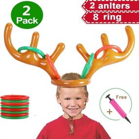 img 3 attached to 🦌 Inflatable Reindeer Antler Hat Toss Game Set - Fun Christmas Party Activity for Kids, Adults, and Families