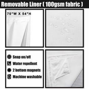 img 2 attached to 🚿 Cotton Waffle Shower Curtain with Snap-in Liner | Mesh Window Top | Honeycomb Waffle Weave | Washable | White | 71x72 Inches