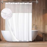 🚿 cotton waffle shower curtain with snap-in liner | mesh window top | honeycomb waffle weave | washable | white | 71x72 inches logo