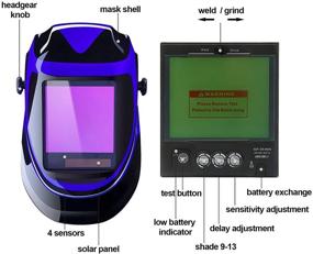img 2 attached to 🔆 Solar Powered Welding Helmet: Professional Auto Darkening Hood with Wide Lens & Adjustable Shade Range 4/9-13 - Ideal for Mig Tig Arc Welding, Weld Grinding, and More!