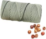 macrame cord 4mm 100m cotton rope 1 pack - sage green, premium quality cotton rope for vibrant macrame hand knitting, strong 4 strands cotton macrame rope 4mm for handmade colored wall hangings and weaving tapestry logo